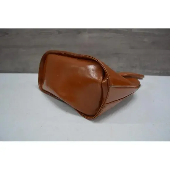 Cristian Genuine Leather Handbag Made in Italy Brown Tan Purse Horse Logo - Picture 5 of 9